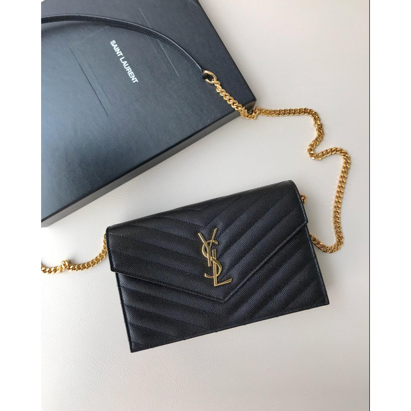 YSL woc (wallet on chain) In Black GHW Size 19×12cm