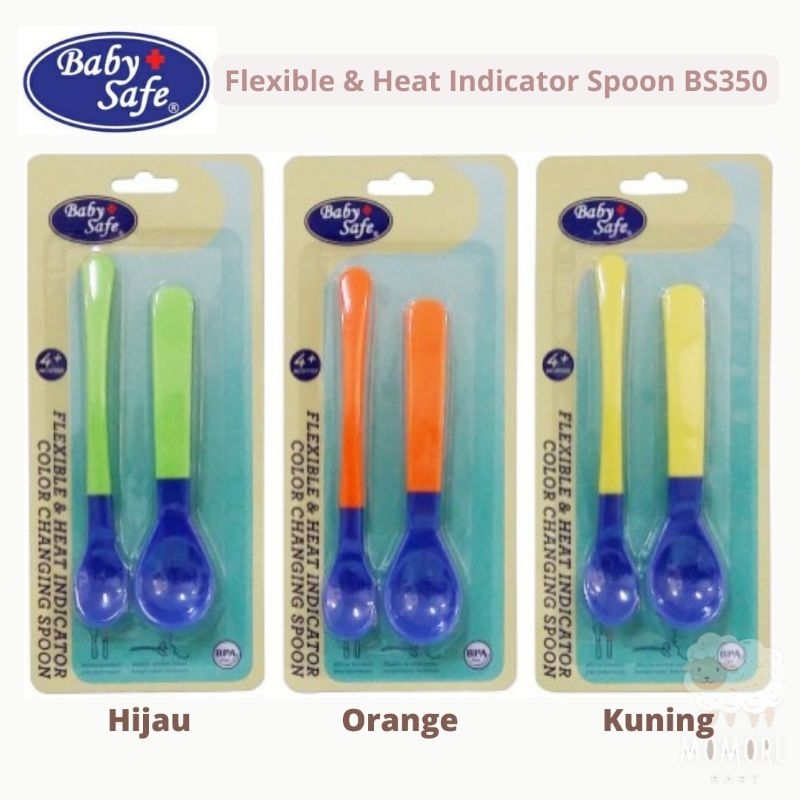 Baby Safe Sendok Makan Bayi Flexible &amp; Heat Indicator Color Changing Spoon BS350 Sendok Indikator Panas