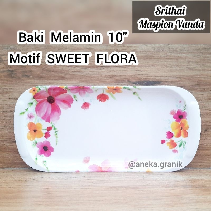 Baki Saji Segi | Srithai Melamine Vanda Maspion 10 inch | Sweet Flora series | T3100-10