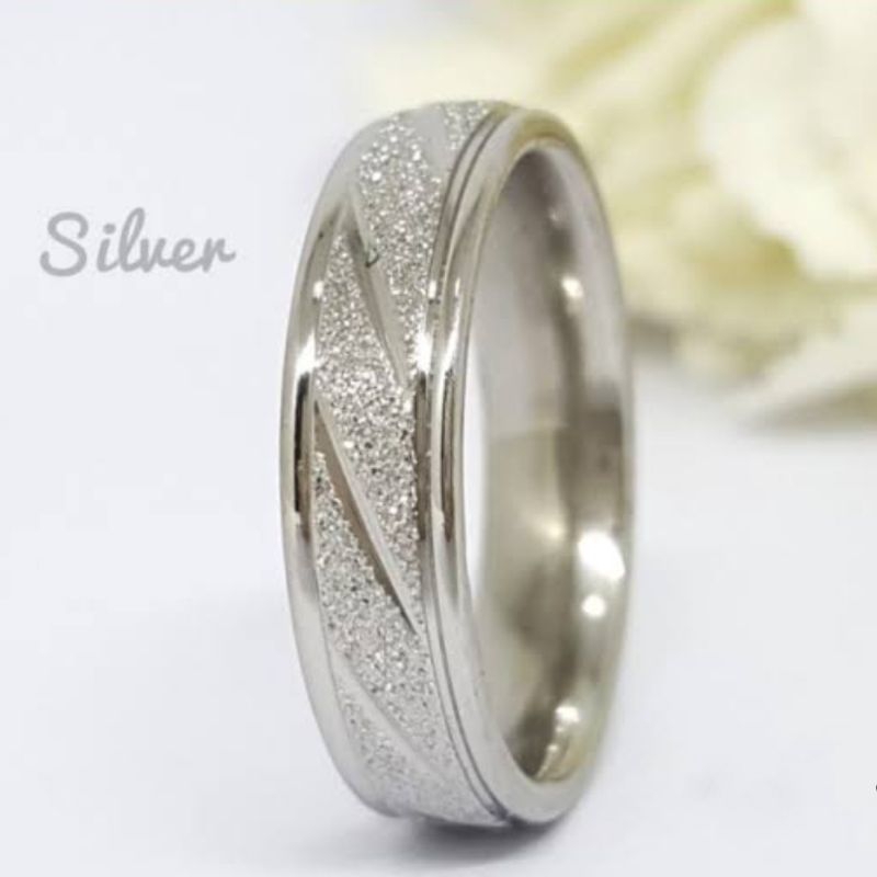 cincin titanium silver pasir couple anti luntur