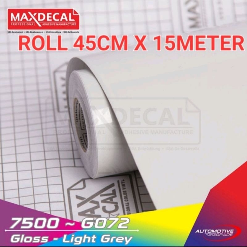 ROLL Sticker Maxdecal 7500 G072 Gloss Light Grey 45cm × 15m ROLL