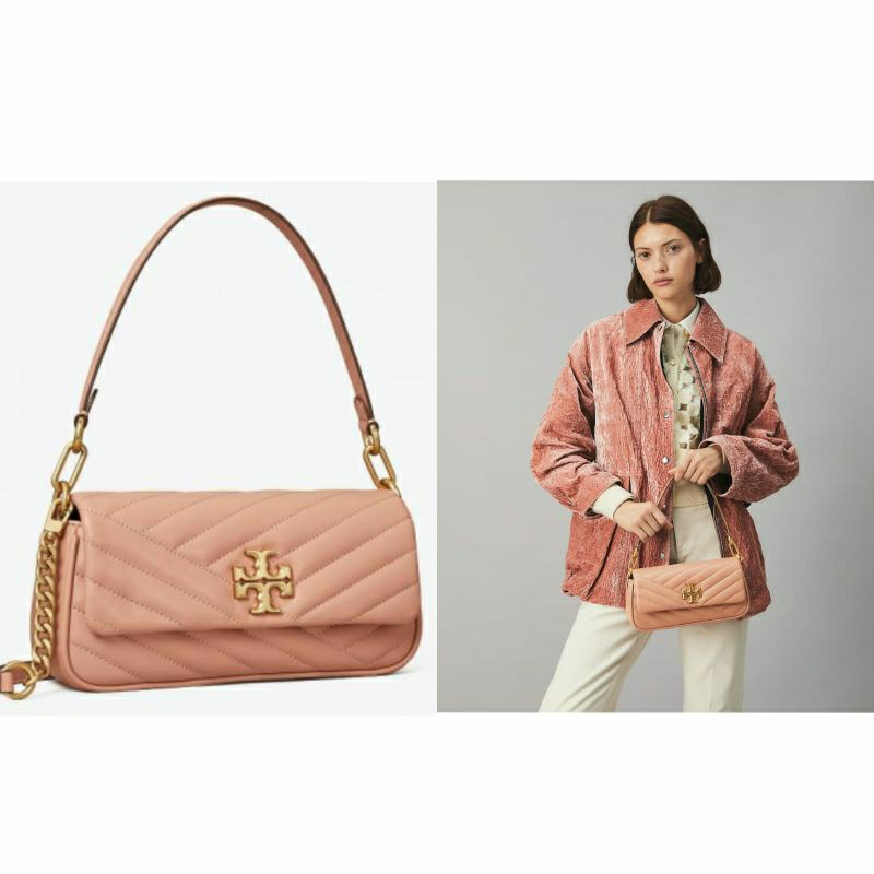 TORY BURCH KIRA CHEVRON SMALL FLAP SHOULDER BAG MEADOW SWEET