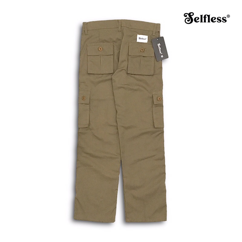 Selfless - Celana Cargo Panjang Reguler Straight Loose Fit Standar Pria Cargo Kargo Tactical Kimpul Baggy Gober Gombrang Kombor Panjang Pria Hitam Abu Hijau Army Mocca Cream