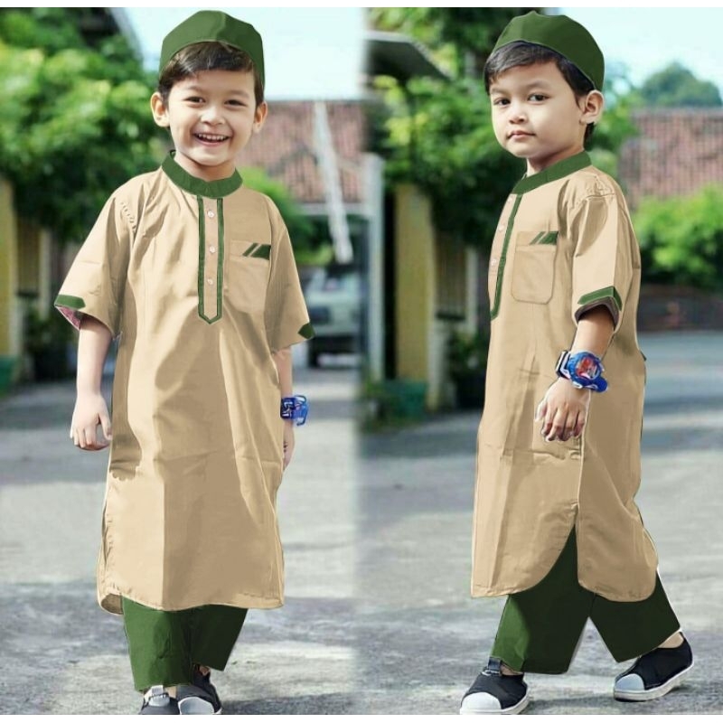 Setelan koko anak laki laki free peci terbaru usia 1 tahun sampai 10 tahun baju koko anak setelan koko anak koko kurta anak koko pakista jubah anak gamis anak pakaian muslim anak