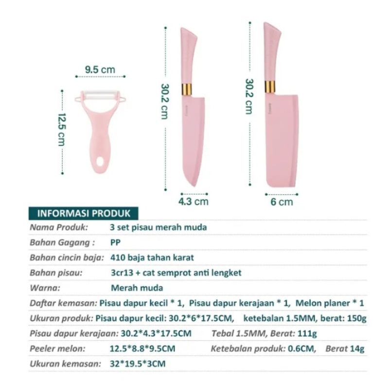 Pisau Dapur Set Jerami Isi 6Pcs Pisau Dapur Serbaguna