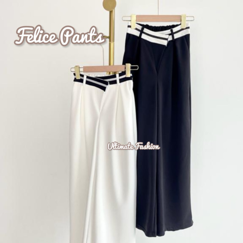 Felice Basic Cullote Pants Lissed Strap - Celana Kulot Wanita Scuba Import Premium Korea - Celana Panjang High Quality Korea Kekinian Terbaru  Rakku
