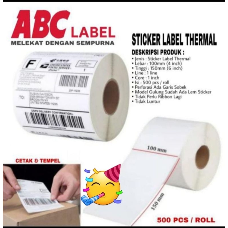 

LABEL STICKER THERMAL 100 X 150 BARCODE 100X150 UKURAN A6