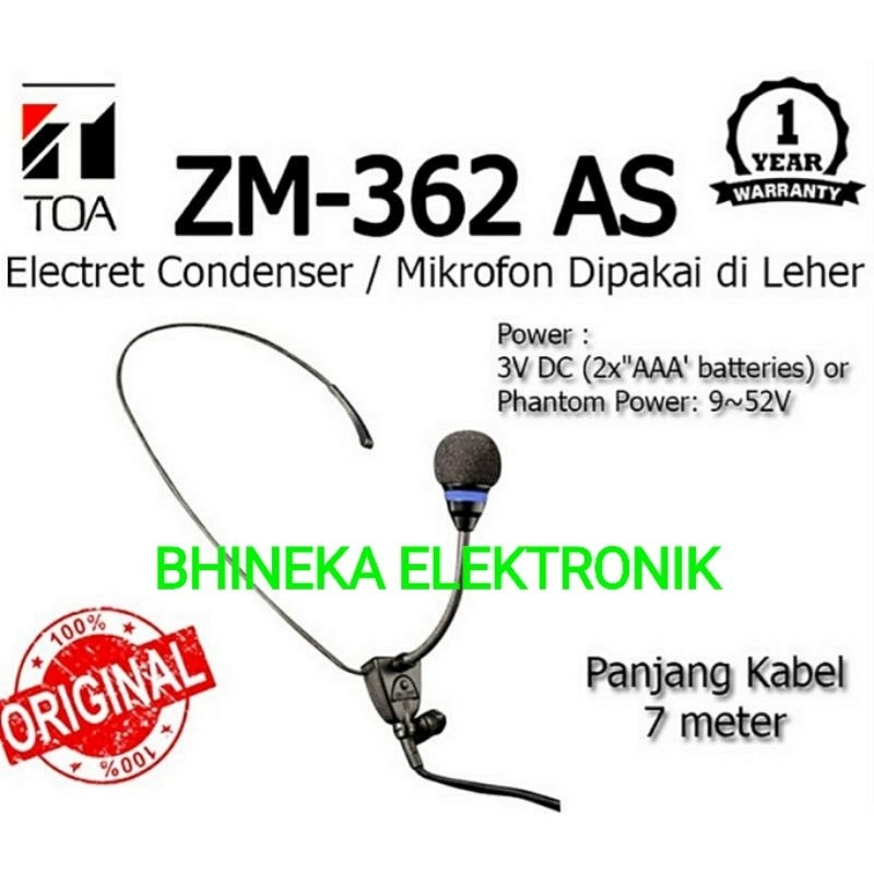 mic kabel TOA zm 362 AS original zm362as microphone condensor