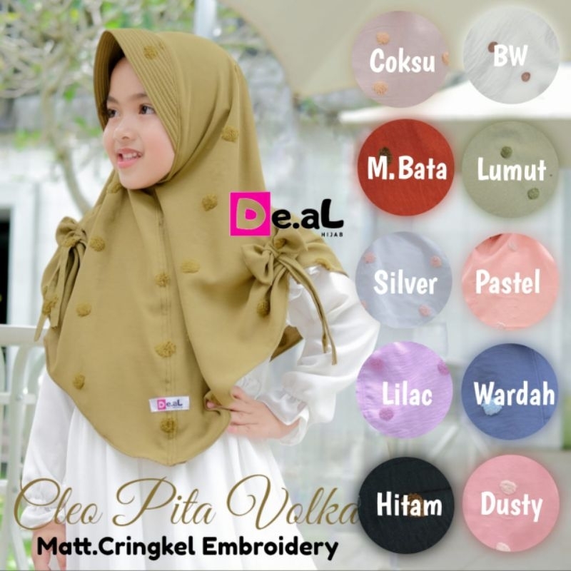 (De.al Hijab) CLEO PITA VOLKA •jilbab instan cringkel embroidery•hijab instan motif timbul