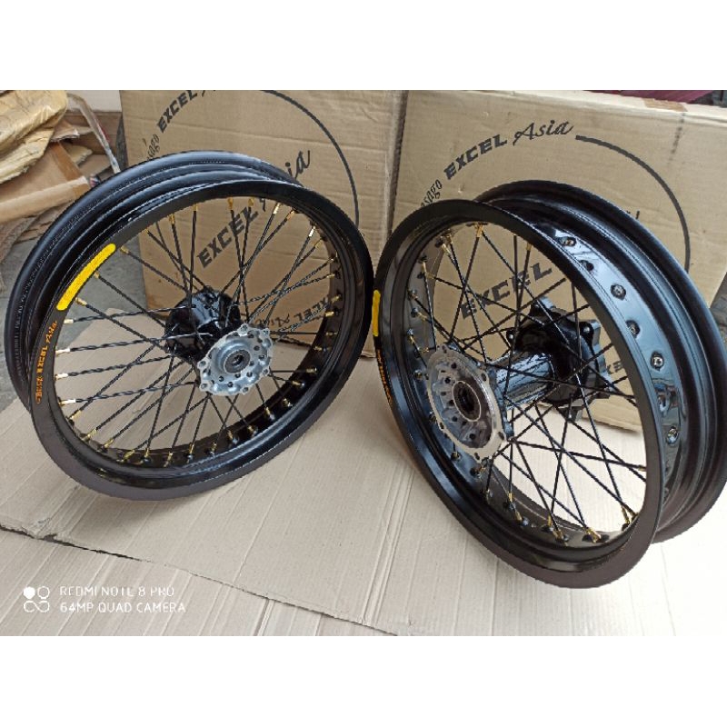 Paketan Velg Supermoto KLX DTRACKER Velg Excel Asia 300 350 17 Tromol jari jari sudah stel