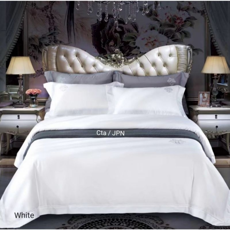 Sprei polos putih Katun jepang | Sprei anti Geser katun polos | Sprei hotel