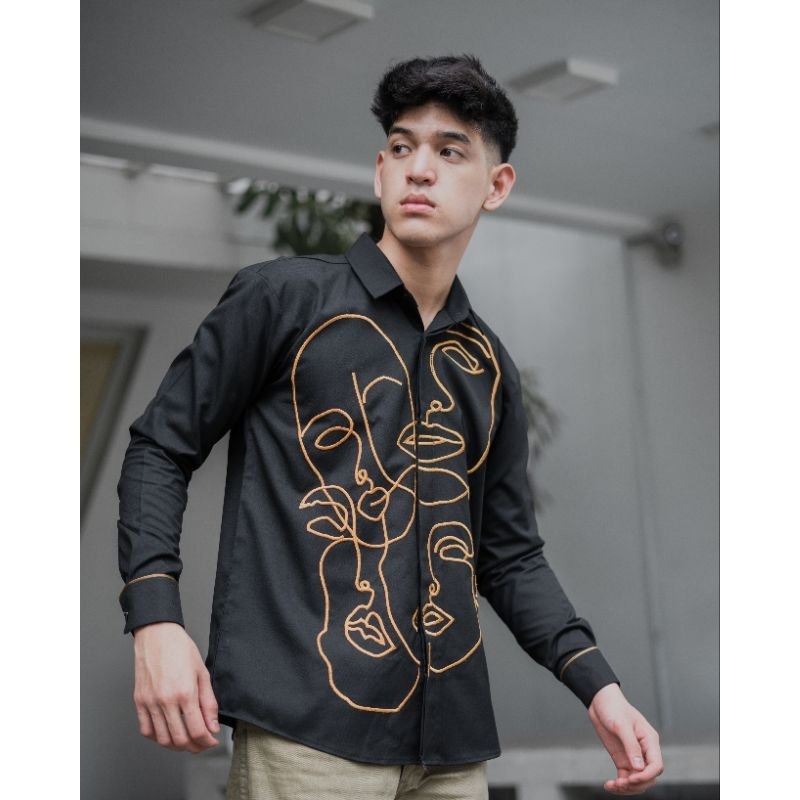 Kemeja Bordir Pria NUC.ID Galuh 03 (Hitam)