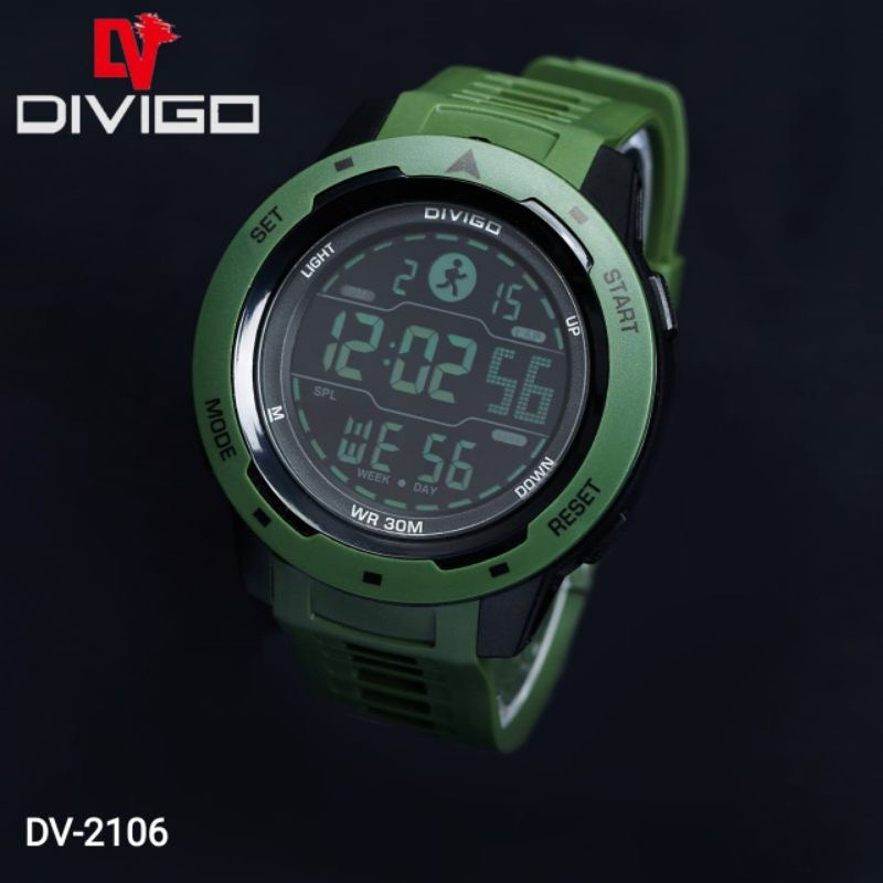 (Grosir Cod)Jam Tangan Pria Divigo Original Digital 2106 Anti Air Strap Rubber/Karet(Dikirim Jakarta)