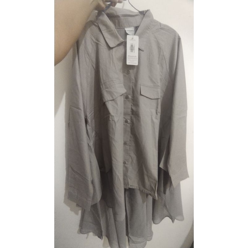 Promo Baju Kemeja Wanita Caryota Polos abu Sophie Martin Paris Ori