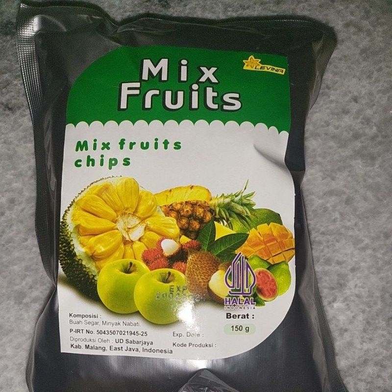 LEVINA BUAH MIX 150G MIX FRUITS SUPER PREMIUM BUAH MATANG MANIS BESAR CHIPS KERIPIK POTONG VACUM FRYING OLEH OLEH KHAS BATU MALANG BUAH SEGAR 3-4 MACAM APEL SALAK NANGKA NANAS PISANG MANGGA RAMBUTAN KUALITAS SUPER PREMIUM QUALITY JAJAN SEHAT JAJANAN SNACK