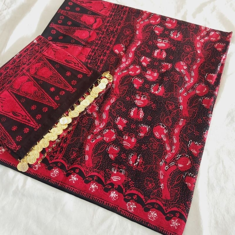 set sarung selendang katun halus batik jambi bawahan setelan melayu kebaya tekuluk kain tengkuluk ba