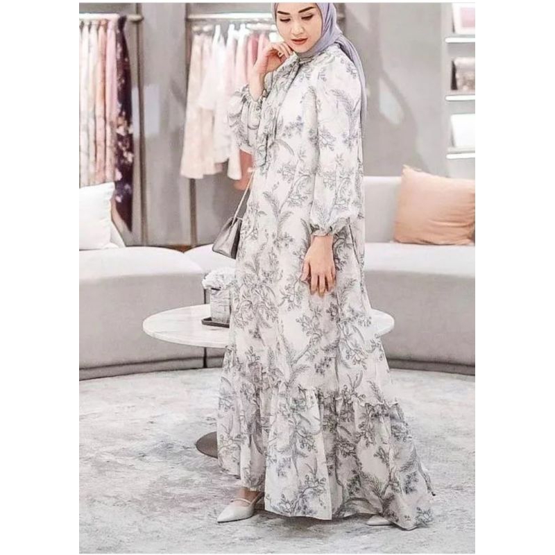 GAMIS LEBARAN PESTA DRESS MEWAH MOTIF LOOK LIKE WEARING KLAMBY RUBY DRESS