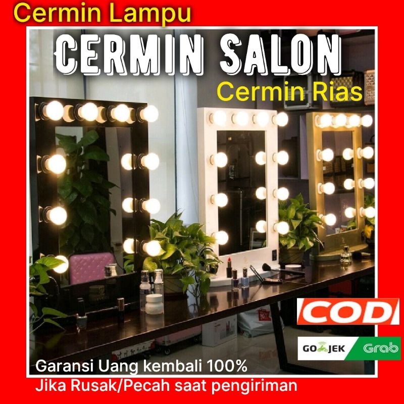 Cermin Salon Kaca Lampu Barbershop Rias make up Cermin Meja Fashion Dinding Dekorasi Lampu Led