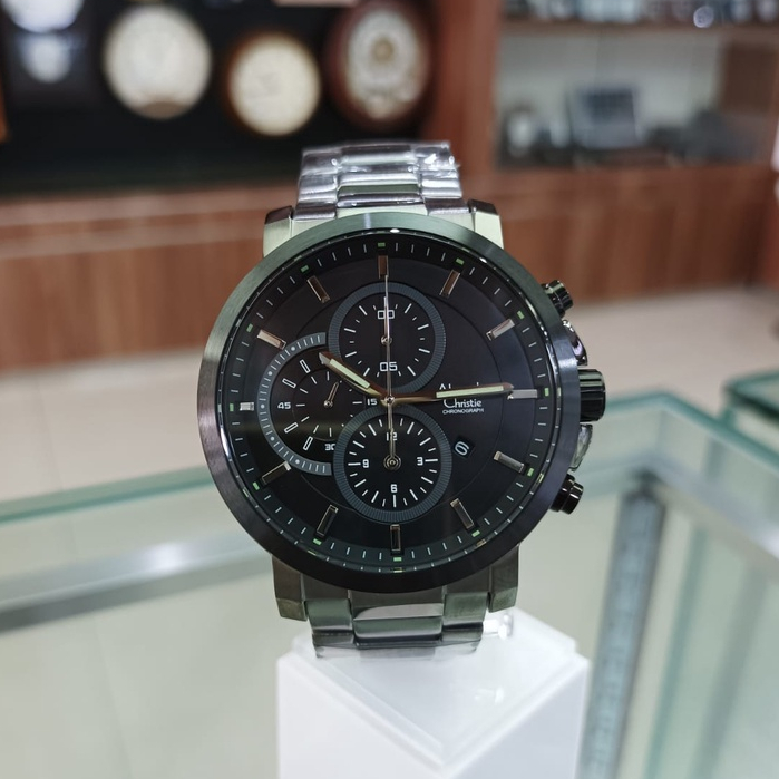 Jam Tanngan Alexandre Christie Pria Chronograph AC 6350 MC Black Dial