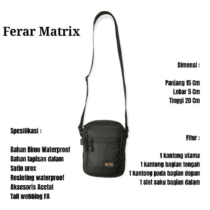 Tas selempang/Tas slingbag pria wanita waterproof Ferar Matrix