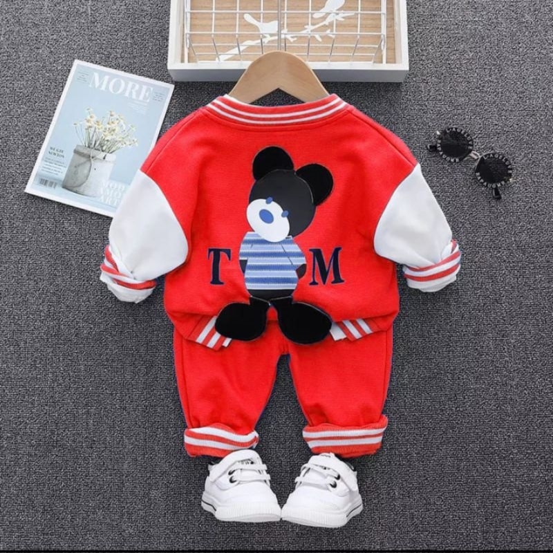 Promo setelan 3 in 1 anak laki laki motif mickey usia 1 sampai 5 tahun jaket anak pakaian anak setelan anak laki laki  baju anak laki laki setekan jaket varsity anak anak