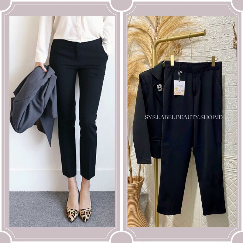 [SYSLABEL] Yumi Pants - Celana Kerja Wanita Slim Fit j4