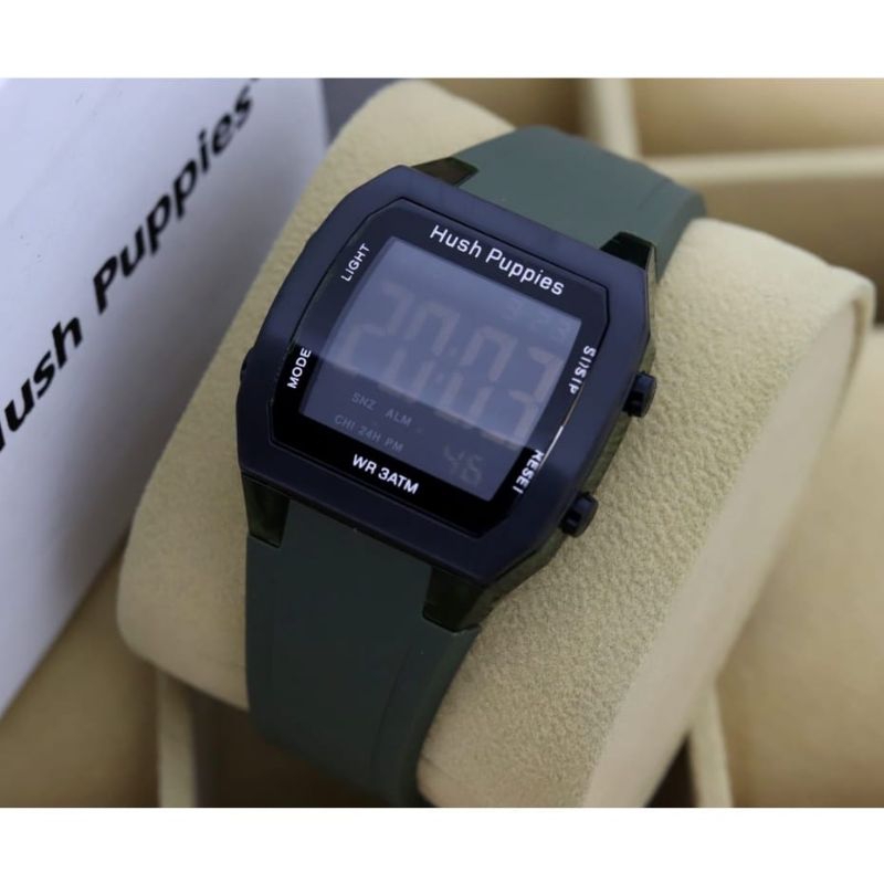 (Terima Cod)Jam Tangan Wanita Hushpuppies Sergi Digital New Anti Air Strap Rubber/Karet(Dikirim Jakarta)