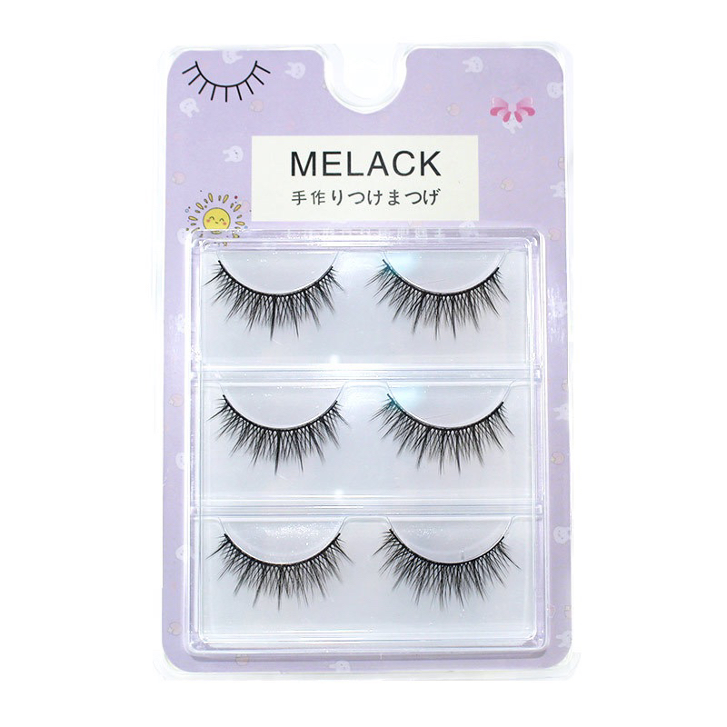 F62 - Manga Lashes 3 Pairs cosplay 3D Faux Mink Lashes Natural short Full Strip Lashes Soft Natural Eyelashes Extension