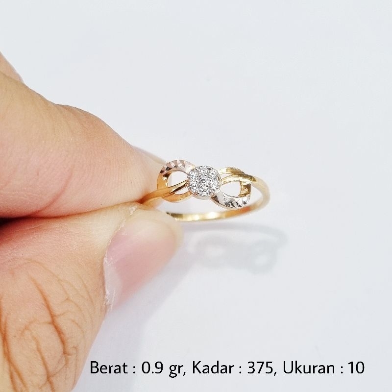 0.9 gr - Cincin Emas Ukuran Ring Size 10 Kadar 375 (8K) - B8