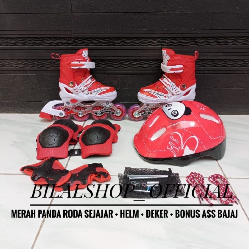 SEPATU RODA ANAK FULLSET PELINDUNG DAN HELM BONUS BAUT BAJAJ DAN KUNCI L