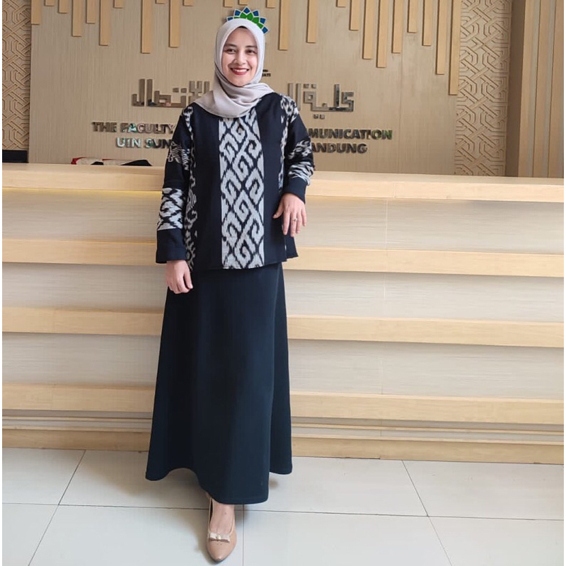 Blouse tenun wanita jihan atasan wanita baju tenun jepara fashion wanita etnik Blouse jumbo blouse m