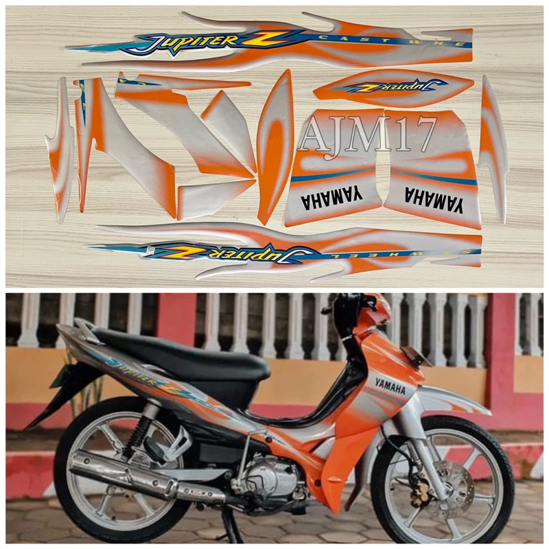 STIKER STRIPING MOTOR JUPITER Z CW 2005 ORANGE SILVER