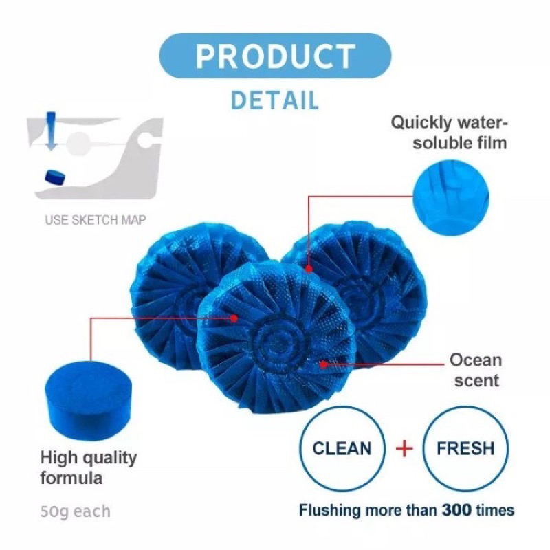 Tablet Pembersih Kloset Toilet Penyegar Penjernih Air Toilet Blue Clean