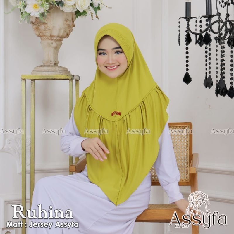 (Ori Assyfa) RUHINA •jilbab instan jersey premium• jilbab instan pet rampel