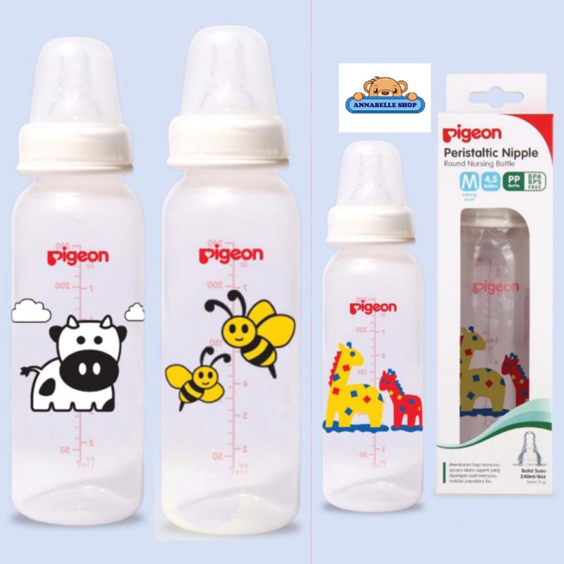 Pigeon Botol PP RP 240ml bottle susu bayi lebah sapi jerapah batik kupu kawung bangau capung dot peristaltic slimneck