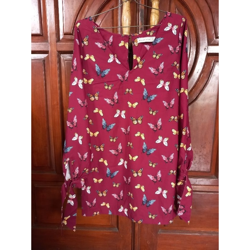 Dress / Tunik Lengan Panjang Maroon Brand Abercrombie&Fitch