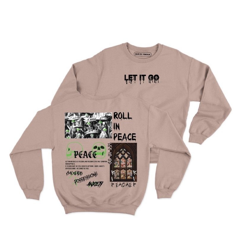 Sweater crewneck Roll in peace (pria &amp; wanita)