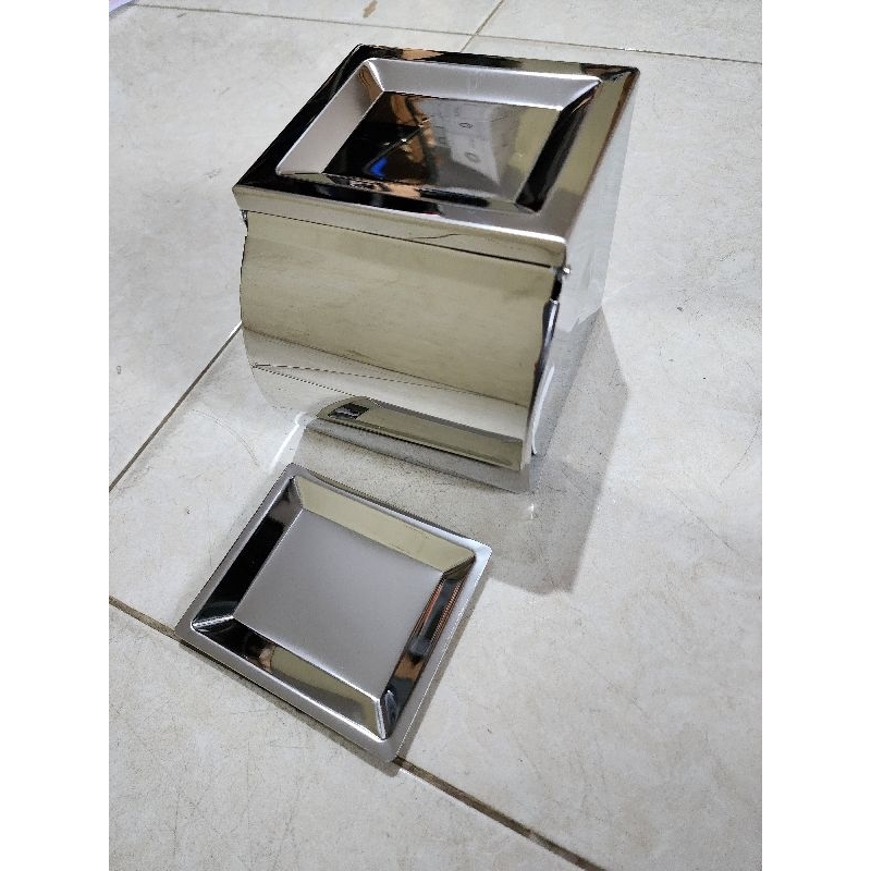 Tempat tissue asbak stainless hitam / black