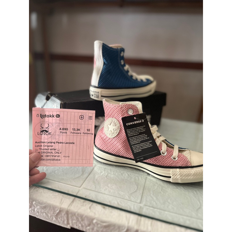 Converse Chuck Taylor All Star Split Color Cable Women's Sneakers - Cape Blue/Lotus Pink/Egret origi