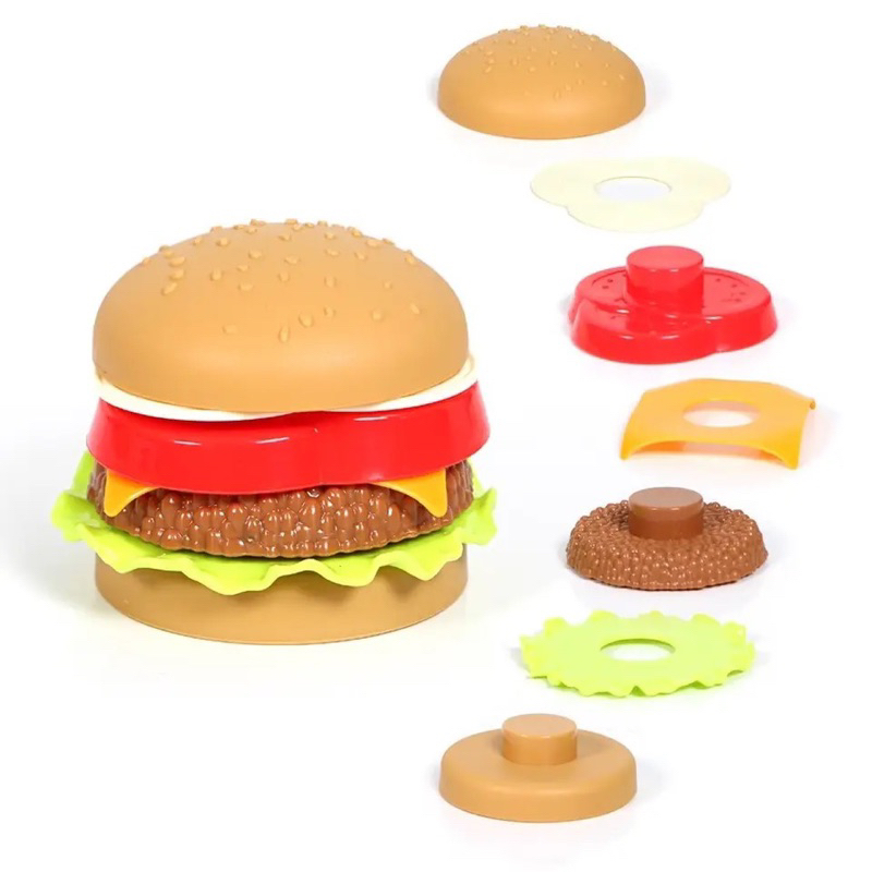 Fastfood Toys Stacking Burger Sandwich Hotdog Masak Masakan Roti Mainan Menyusun