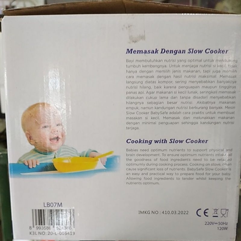 BABY SAFE BABYSAFE SLOWCOOKER 1,2 L LB 07 M ALAT BUAT BIKIN BUBUR BAYI