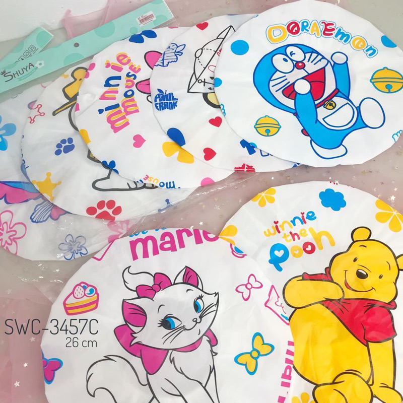 Shower Cap Karakter Topi Keramas Penutup Rambut Anak Dewasa Bahan Plastik