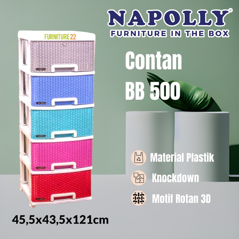 Lemari Plastik Napolly - Contan BB 500 - Laci
