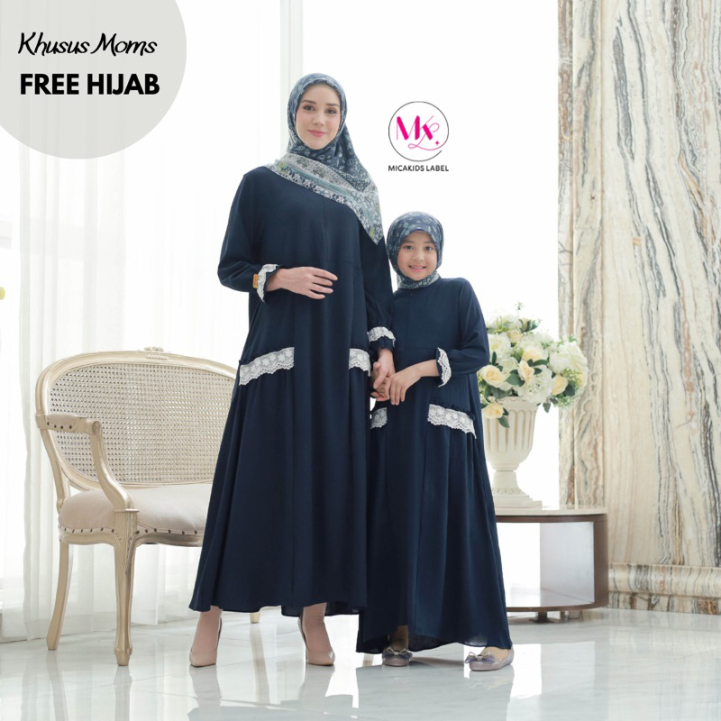 GAMIS POLOS COUPLE IBU DAN ANAK PEREMPUAN GAMIS CRINKLE HAGIA SOPHIA