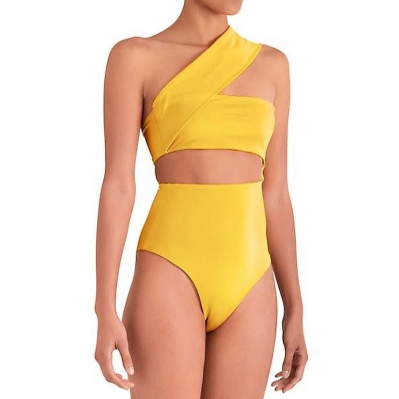 Savana Beachwear - DANGO one sleeve Swimsuit baju renang wanita cut out one shoulder kuning bikini b