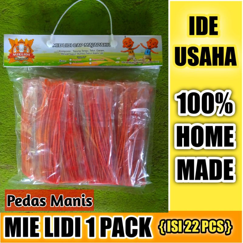 

Ide Usaha Mie Lidi Pack Isi 22 pcs Rasa Pedas Manis