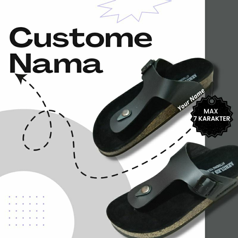 Sandal Custom Tulisan Tali Jepit Pria Wanita untuk Souvernir Kado Ulang Tahun Pernikahan Anniversary Wisuda Emboss Model Birken Kulit Empuk Kekinian Gaya Korea Ringan Empuk