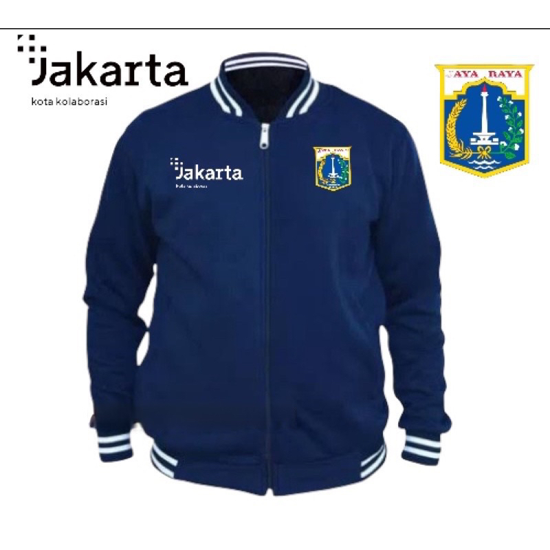 Jaket Varsity Jakarta Kota Kolaborasi || Jaket Jakarta Kota Kolaborasi Bahan Katun Flecce