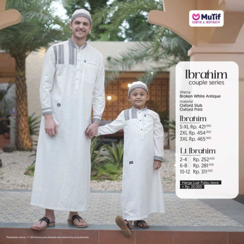 Gamis Pria Dewasa dan Anak Gamis Ikhwan Couple Ibrahim Series Mutif Broken White Antique