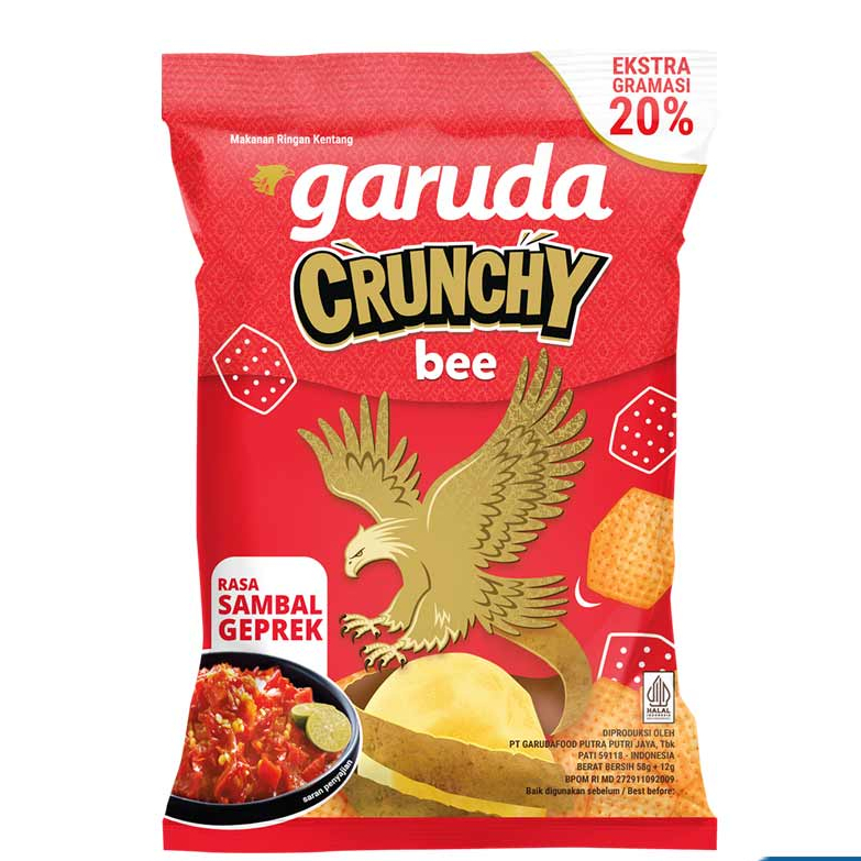 

GARUDA Snack Potato Crunchy Bee Sambal Geprek Pack 58gr